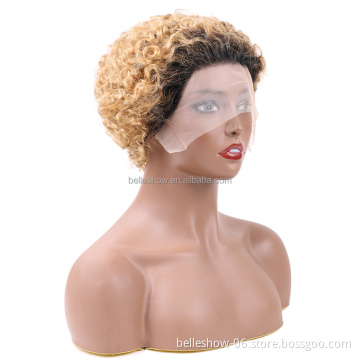 Transparents Lace Water Curly Bouncy Curl Wig Short Bob 13x1 Lace Front Human Hair Wigs Black Wig For Black Women